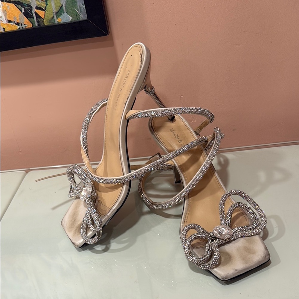 MACH & MACH Silver Heels with Elegant Transparent Straps